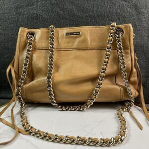 Rebecca Minkoff Leather Chain Shoulder/Crossbody Clutch Bag Zipper Detail A4C